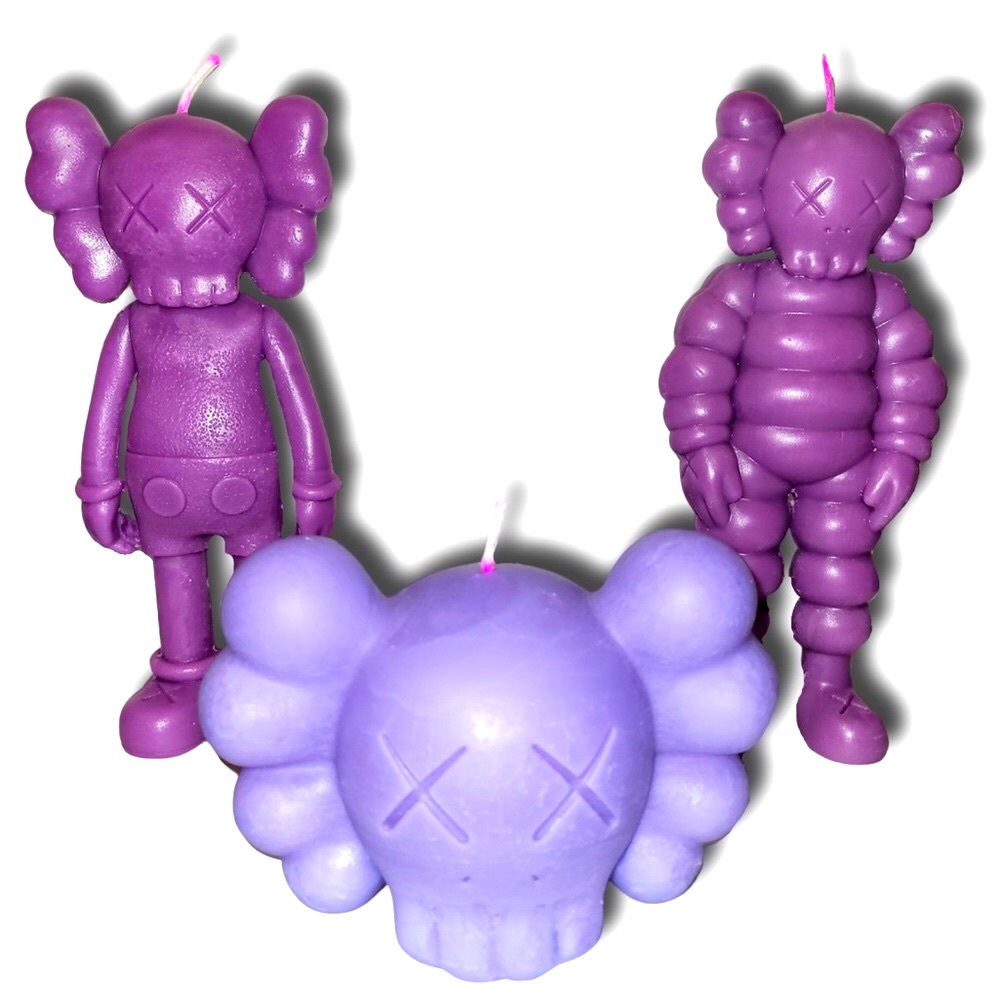 Designer Art Custom Hand Poured BFF Kaws Candle Decor Trio Gift Set